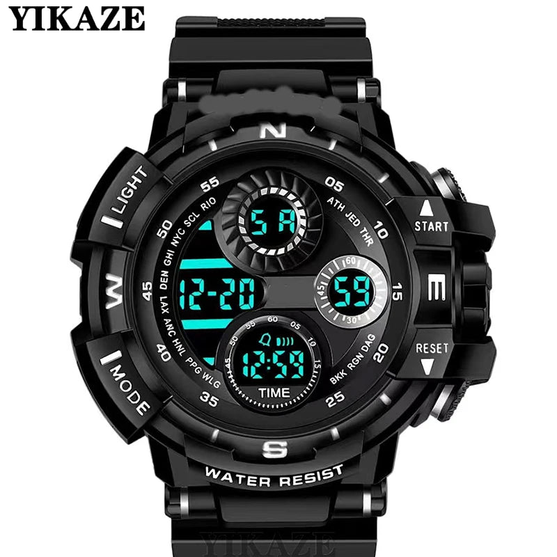 Reloj Digital Militar para Hombres YIKAZE: Resistente al Agua, con Cronógrafo y Función Luminosa 🌟