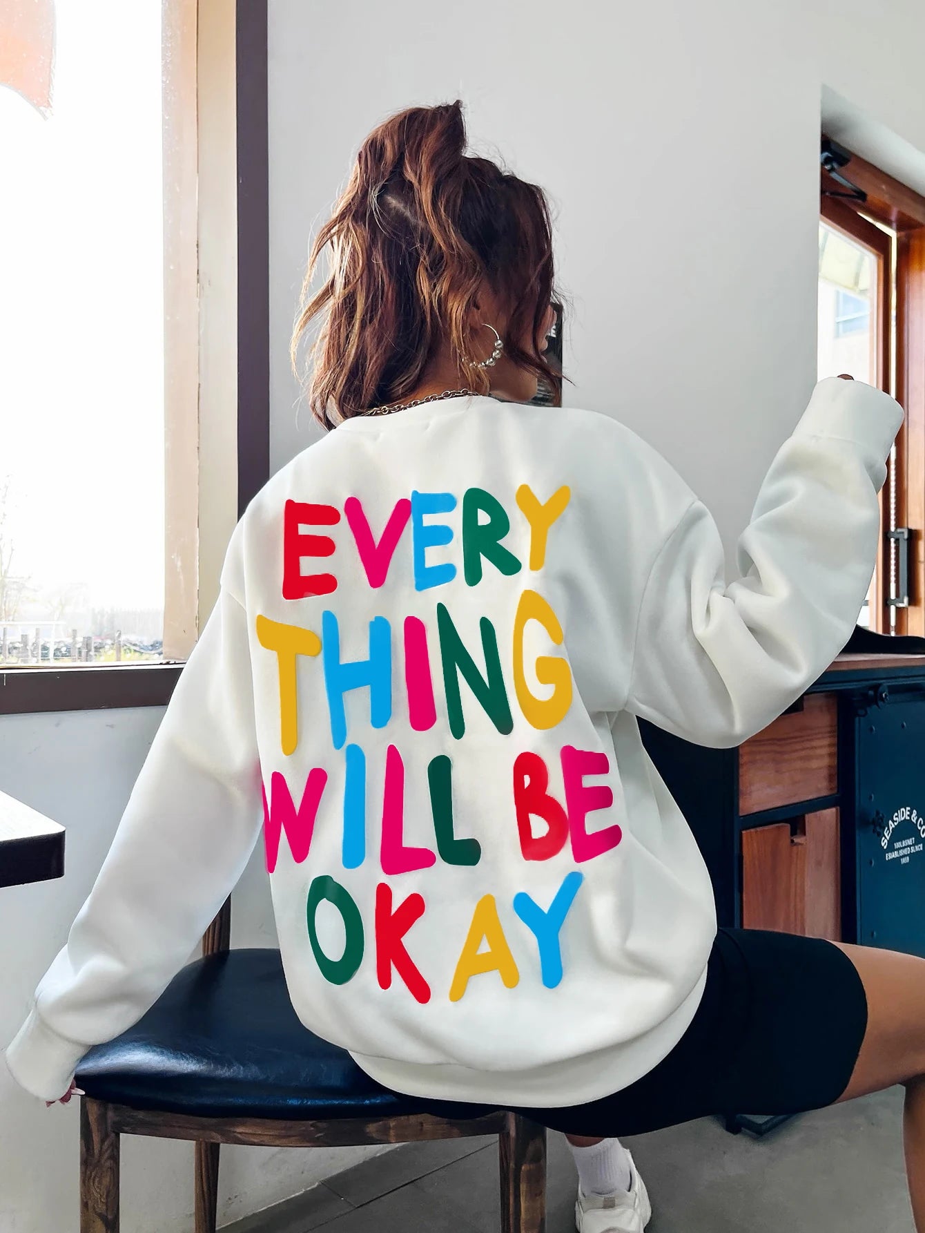 Sudadera Mujer Estampada "Everything Will Be Okay"