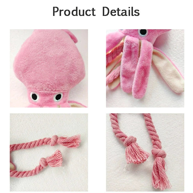 Juguete de Peluche para Mascotas en Forma de Pulpo - Entrenamiento Molar y Diversión Interactiva 🐙