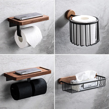 Soporte de Papel Higiénico de Madera con Estante para Teléfono - Elegancia Escandinava 🛁✨