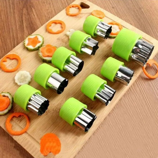 Set de Moldes de Acero Inoxidable para Cortar Vegetales y Frutas 🍅🥒🍉