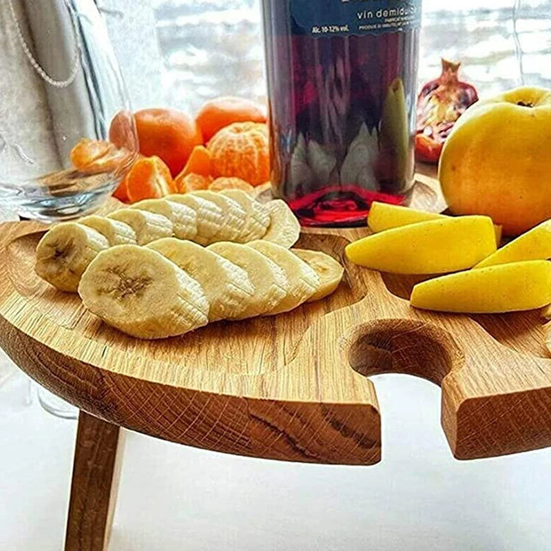 Mesa Picnic Plegable de Madera para Exteriores con Soporte para Copas 🍷