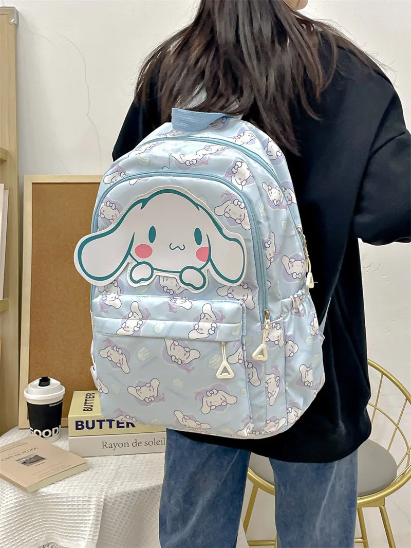 Kawaii Sanrio Backpack For Women Cartoon Hello Kitty Kuromi Bookbag Student Teenager Girl Boy Nylon Shoulders Bag