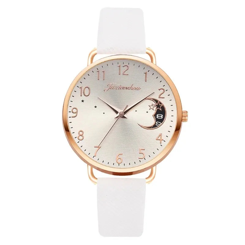 Reloj de Mujer Blanco de Cuero de MOONBIFFY