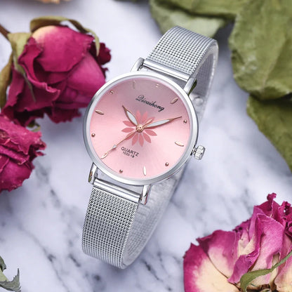 Reloj de Mujer MOONBIFFY en Rosa con Flores: Elegancia Florar 🌸