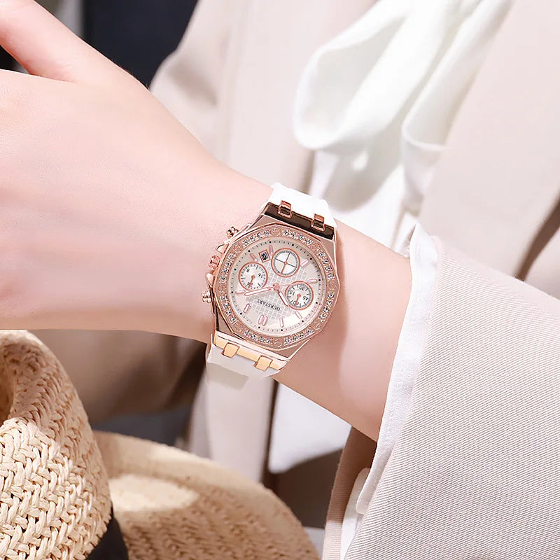 Reloj de Lujo para Mujer con Esfera de Diamantes ABCD500: Elegancia y Funcionalidad 💎🌟