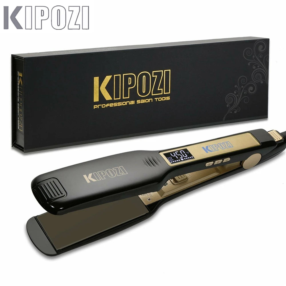 Plancha de Pelo Profesional KIPOZI 2023: Titanio de Alta Calidad con Pantalla LCD Dual Voltage