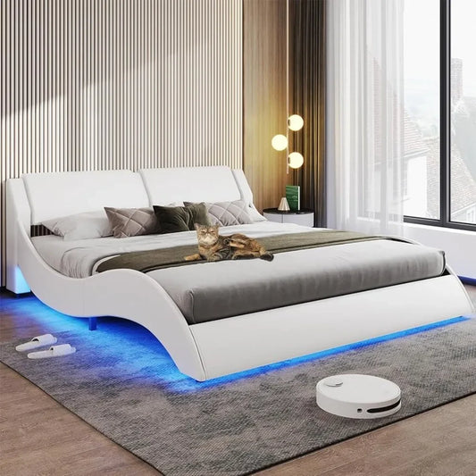 Marco de Cama LED con Cabecera Moderna y Luces Incorporadas 🌟