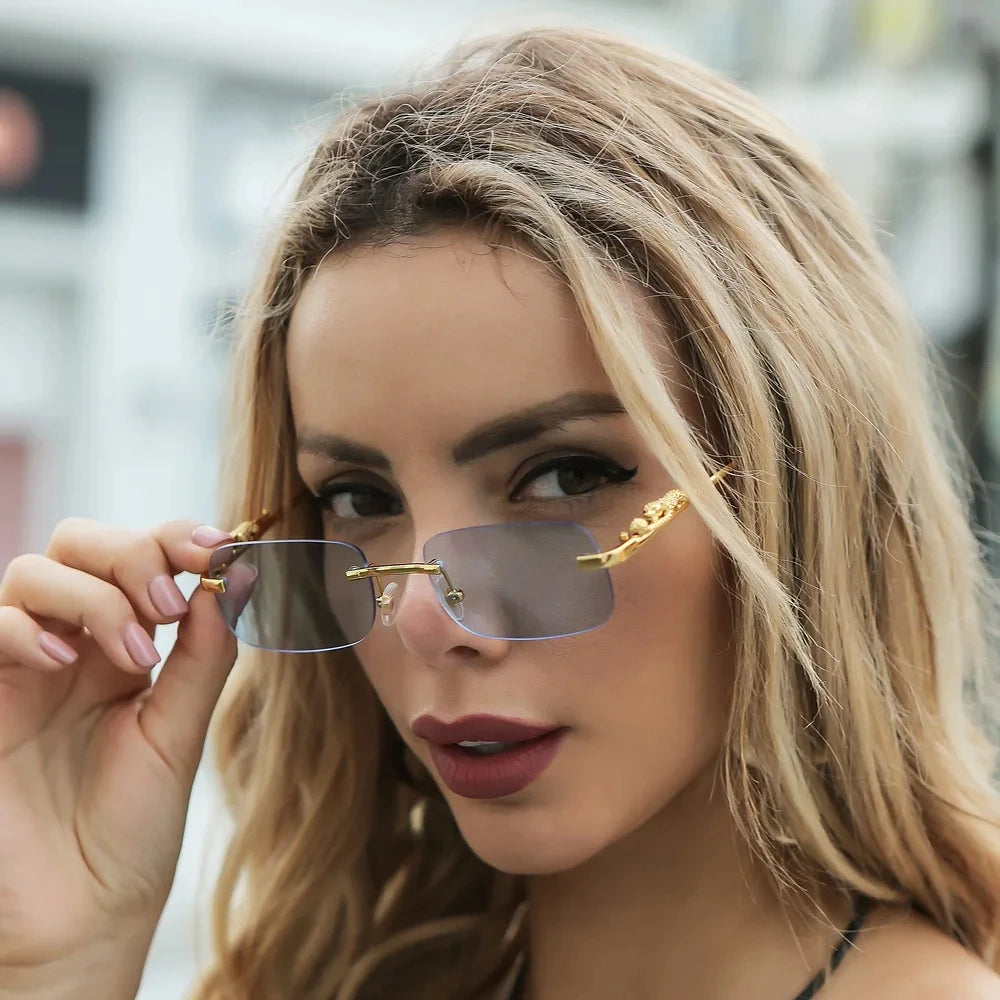 Gafas de Sol Vintage sin Marco ¡Estilo Leopardo! 🕶️encia de Moda Definitiva