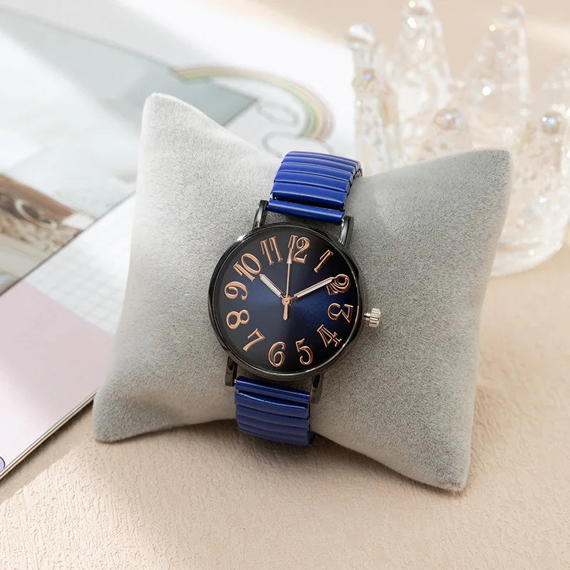 Reloj Pulsera Digital Azul Mujer MOONBIFFY 2023 - Estiramiento Acero Inoxidable - ¡Elegancia y Estilo!