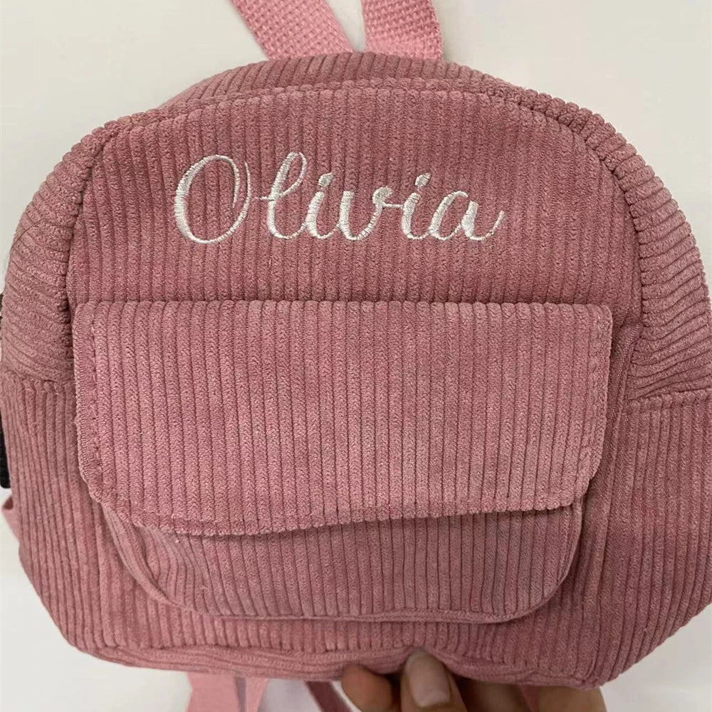 New Women's Corduroy Backpack Personalized Name Mini Girls Simple Small Outdoor Backpack Custom Birthday Gift Bag with Names