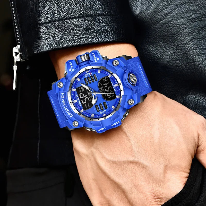 Reloj LIGE Deportivo para Hombre con Doble Pantalla y Resistente al Agua 5 bares