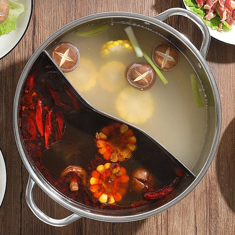 Hot Pot Dividido de 32cm en Acero Inoxidable ¡Cocina con Estilo y Versatilidad!