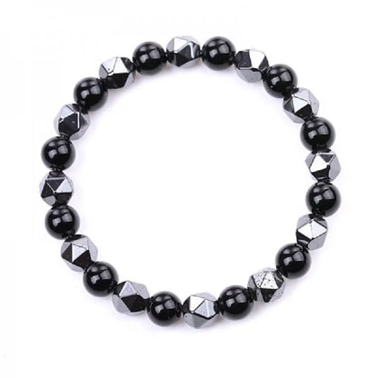 Pulsera de piedras negras ajustable para hombres: ¡Estilo sofisticado y elegante! 🖤