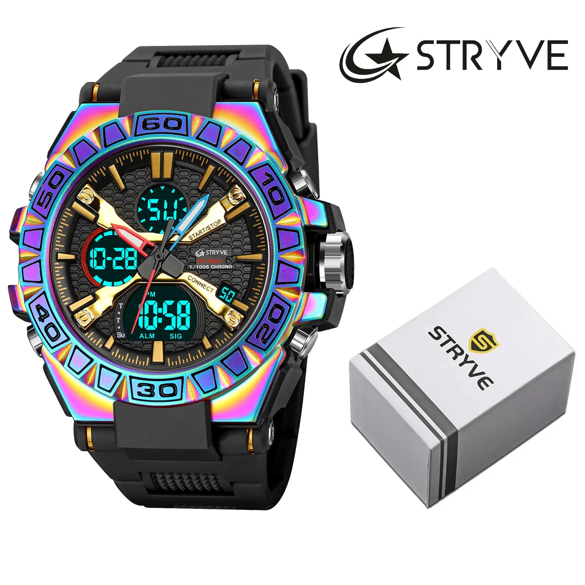 Reloj Stryve para Hombres: Digital-Análogo Dual Resistente al Agua