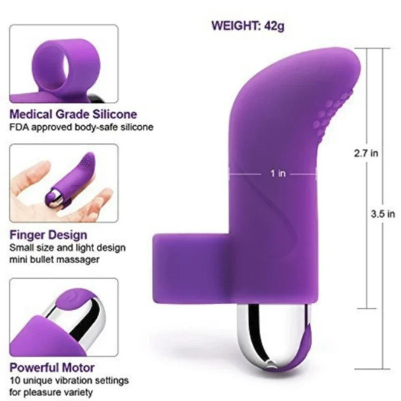 Vibrador de Dedo ZHDJSN: Potente Estimulación 10 Modos🔥