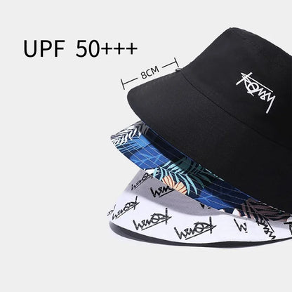 Summer Big Head Letter Bucket Hat for Men Women Korean XL Fisherman Hat Reversible Hawaii Large Cap Sun Hat Plus Size Panama