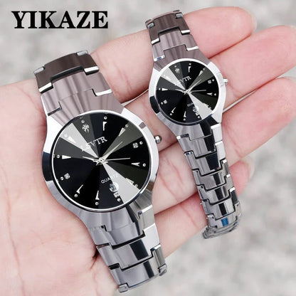 Reloj de Pulsera YIKAZE de Acero Inoxidable - Calendario, Resistente al Agua - Parejas Lovers