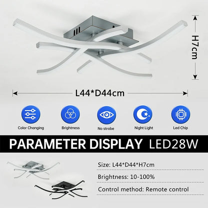 Lámpara de Techo LED Curva 28W Moderna - DUNDUN