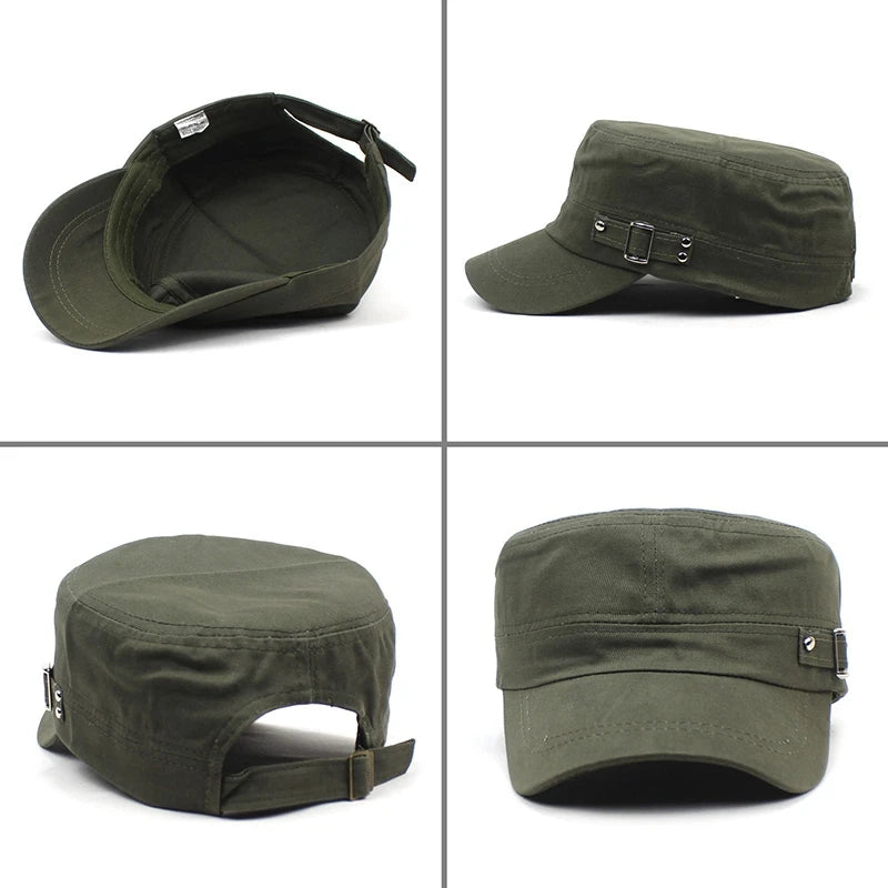 Gorra Táctica Plana de Estilo Militar - Protección Solar y Sofisticación 🌟 ¡Deslumbra con Elegancia y Atrevimiento! 🧢