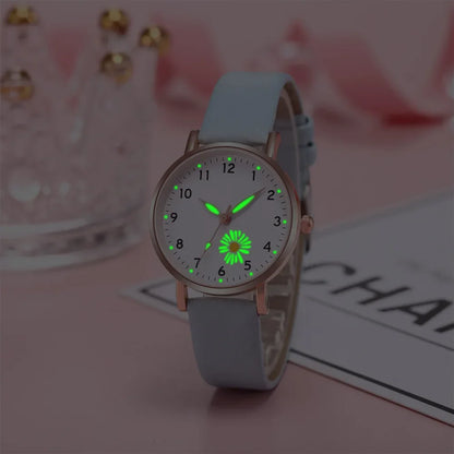 Reloj de Pulsera Moonbiffy: Elegancia Luminosa con Correa de Cuero Casual