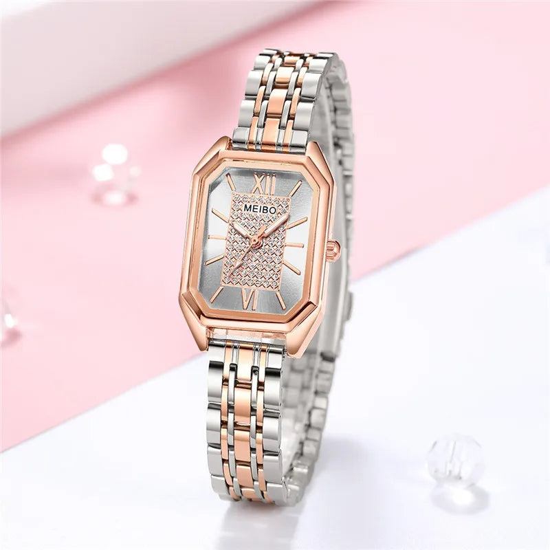 Reloj de Lujo para Mujer en Acero Inoxidable con Diseño Rectangular y Estilo Moderno - Variedad de Colores - ¡Ideal para Regalar!