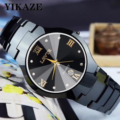 Reloj de Pulsera YIKAZE de Acero Inoxidable - Calendario, Resistente al Agua - Parejas Lovers