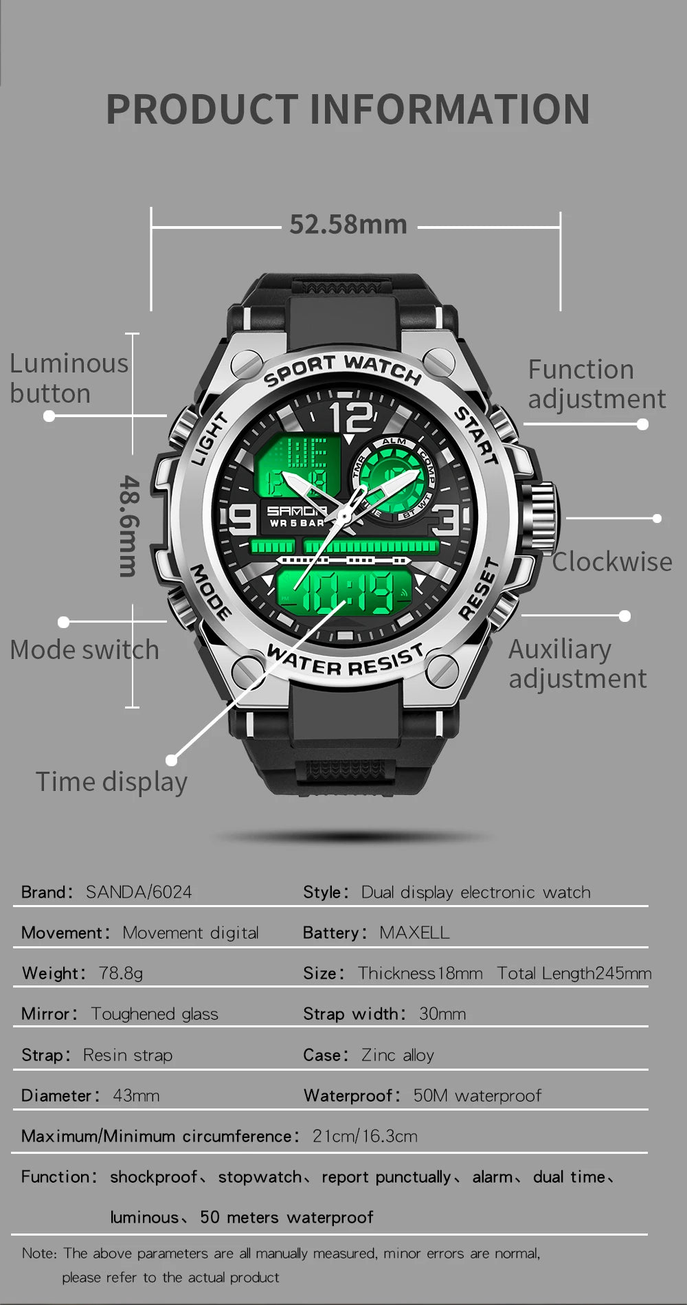 Reloj Deportivo Militar SANDA 6024 - Estilo y Resistencia Increíbles 🌟