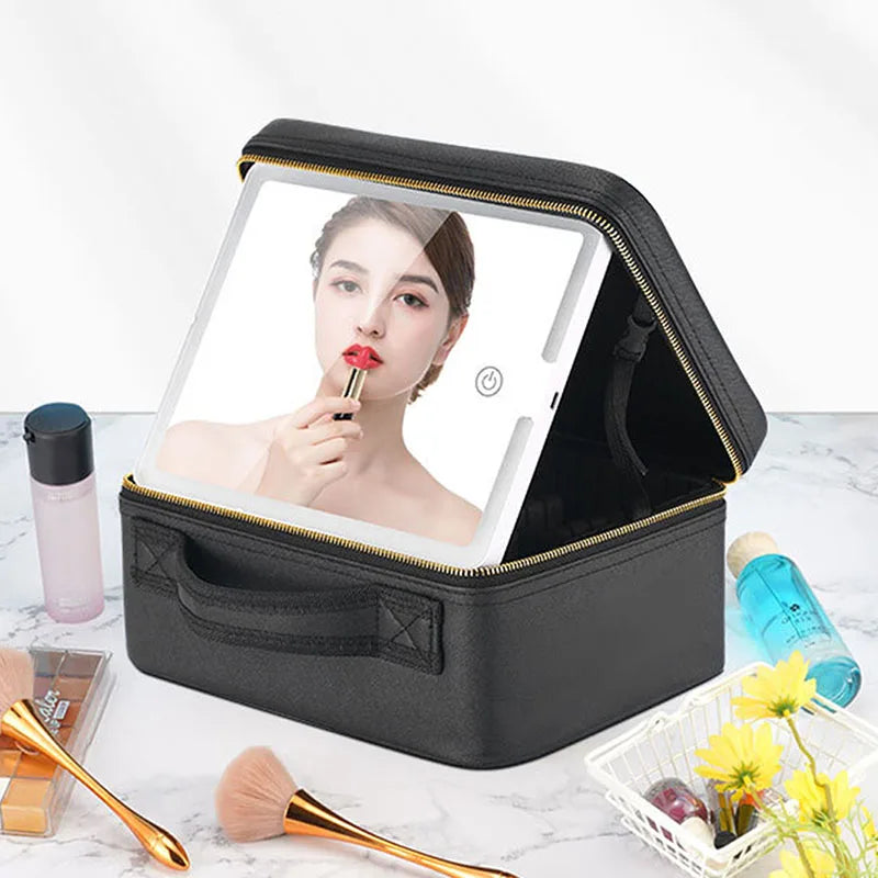 Neceser de Maquillaje Inteligente con Espejo LED de SNUGUG - Gran Capacidad y Elegancia ¡Aprovecha la Luz Perfecta para tu Maquillaje!