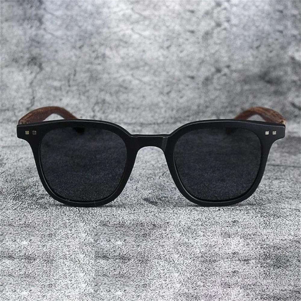 New Men Vintage Wooden Frame Sunglasses Classic Brand Sun Glasses Coating Lens Men Polarized UV Protection Driving Eyewear 2024