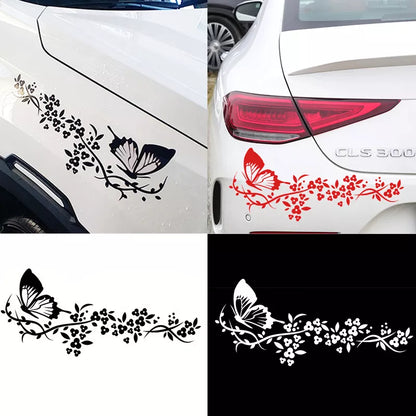 Vinilo Decorativo Coche Mariposas Voladoras Flores 🦋🌸