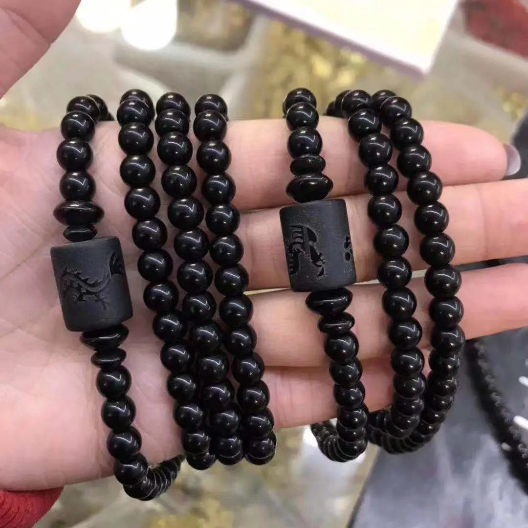 Pulsera de Obsidiana Negra con Cuentas de Blackstone: Equilibrio, Protección y Sanación