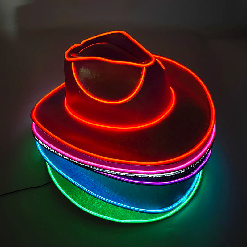 Gorro Vaquero Luminoso de GlowParty 🤠 ¡Destaca en la Oscuridad! 🌟